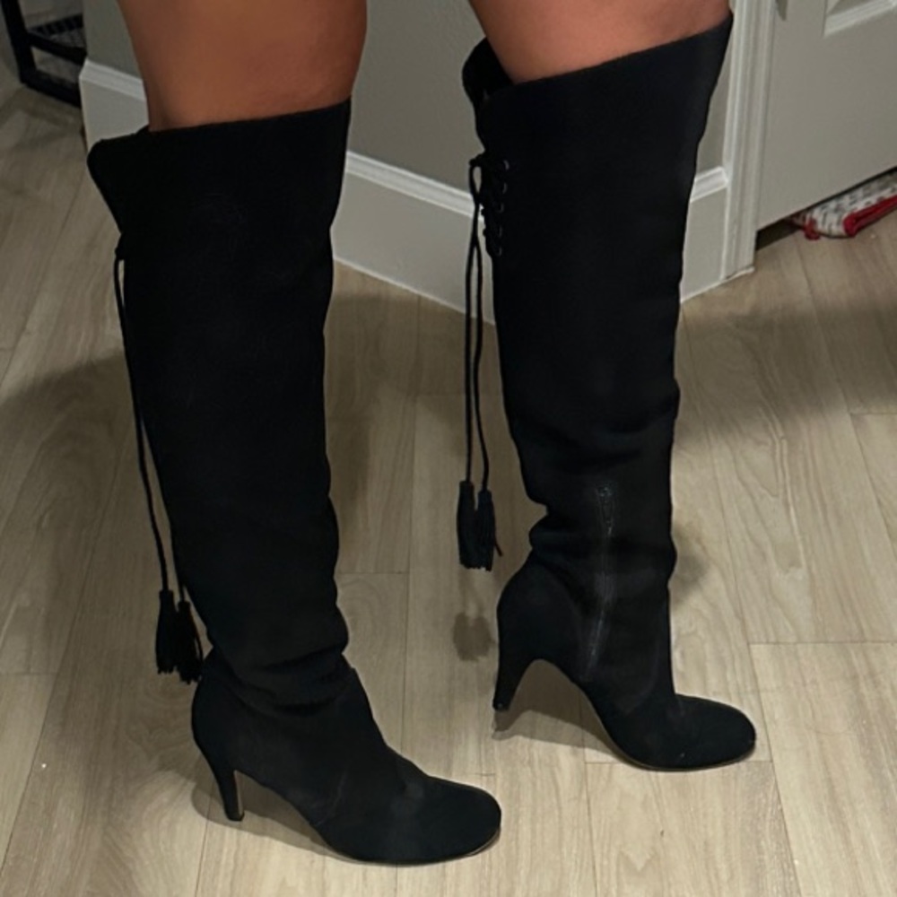 Vince Camuto Black Suede Over the Knee Boots